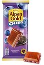 Шоколад Alpen Gold Черничная Поляна молочный с черничной начинкой и кусочками печенья Орео, 85г