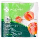 Бумага туалетная с цветной перфорацией с ароматом абрикоса 4 рулона 2 слоя Маркет