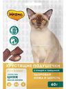 Лакомство для кошек хрустящие подушечки Мнямс Здоровая шерсть с птицей и говядиной, 60 г