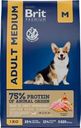 Корм сухой для взрослых собак BRIT Premium Adult M для средних пород, 1кг