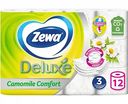 Туалетная бумага Zewa Deluxe Ромашка 3 слоя, 12 рулонов