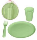 Набор посуды для пикника цвет: зеленый, 9предметов
