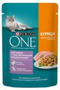 Влажный корм Purina One для кошек с чувствительным пищеварением с курицей и морковью 75 г