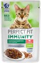 Корм консервированный для взрослых кошек PERFECT FIT Иммунитет с говядиной в желе с добавлением льна, 75г