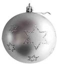 Ёлочное украшение Шар с рисунком серебристый в ассортименте, 8см