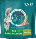 Корм сухой Purina ONE с индейкой и цельными злаками для взрослых кошек при домашнем образе жизни 1.5кг