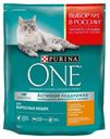 Сухой корм для взрослых кошек Purina ONE курица с цельными злаками, 750 г