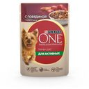 Корм для собак Purina ONE Мини влажный для активных пород с говядиной картофелем и морковью для мелких пород, 85 г