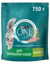 Сухой корм Purina One для домашних кошек с индейкой, 750г