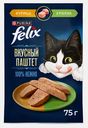 Влажный корм для взрослых кошек паштет с курицей и кроликом Felix 75г
