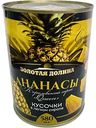 Ананасы кусочки в сиропе Золотая долина, 580г