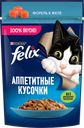 Корм влажный для взрослых кошек FELIX Аппетитные кусочки Форель в желе, 75г