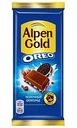 Шоколад молочный Alpen Gold Орео с начинкой со вкусом ванили и кусочками печенья, 85г
