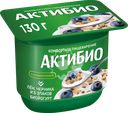 Биойогурт АКТИБИО Черника, 5 злаков, лен 3%, без змж, 130г