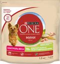 Корм сухой для взрослых собак PURINA ONE Mini Здоровый вес Индейка и рис, 1,5кг