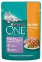 Влажный корм Purina One для кошек с чувствительным пищеварением с курицей и морковью 75 г