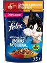 Влажный корм для кошек Felix Двойная вкуснятина с говядиной и домашней птицей в желе, 75г