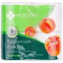 Бумага туалетная с цветной перфорацией с ароматом абрикоса 4 рулона 2 слоя Маркет