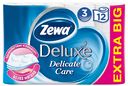 Туалетная бумага «Белая» Zewa Deluxe, 3 слоя, 12 рулонов