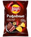 Чипсы Lay's из натурального картофеля рифлёные стейк рибай с перечным соусом, 140 г.