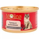 Консервы для кошек мясо в желе Molina с тунцом и цыплёнком, 80 г