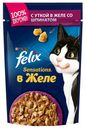 Влажный корм Felix Sensations для взрослых кошек с уткой в желе со шпинатом 85 г