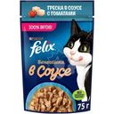 Влажный корм для кошек Felix Sensations с треской в соусе с томатами, 75г