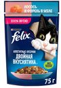 Корм влажный FELIX  для кошек с лососем и форелью в желе 75г