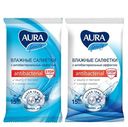 Влажные салфетки AURA FAMILY Antibacterial, 15 шт