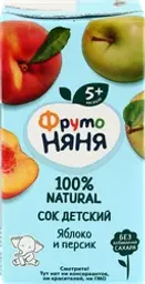 Сок ФРУТОНЯНЯ Яблоко, персик неосветленный, с 5 месяцев
