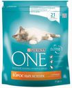 Сухой корм для взрослых кошек Purina ONE курица с цельными злаками, 750 г