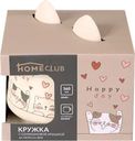 Кружка HOMECLUB Котики, с силиконовой крышкой 360мл, фарфор, Арт. KRJYD1131-8046