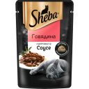 Корм консервированный полнорационный SHEBA для взрослых кошек с говядиной "Ломтики в соусе. Говядина", 75г