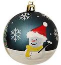 Ёлочное украшение Шар синий со снеговиком, 7см