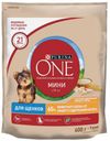 Корм для щенков Purina ONE mini сухой для мелких пород курица и рис, 600 г