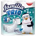 Туалетная бумага Familia Trio белая 3 слоя, 4 рулона