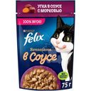 Влажный корм для кошек Felix Sensations с уткой в соусе с морковью, 75г