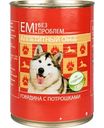 Влажный корм для собак Ем без проблем Аппетитный обед Говядина с потрошками, 970 г