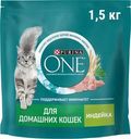 Корм сухой Purina ONE с индейкой и цельными злаками для взрослых кошек при домашнем образе жизни 1.5кг