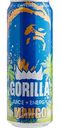 Напиток энергетический Gorilla сильногазированный, Mango & Coconut, 0,45 л