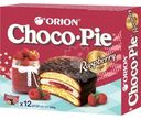 Пирожное Orion Choco Pie Raspberry бисквитное в шоколаде с малиной, 360г