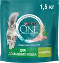 Корм сухой Purina ONE с индейкой и цельными злаками для взрослых домашних кошек, 1.5кг