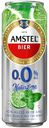 Пивной напиток безалкогольный Amstel 0.0 Натур Лайм нефильтрованный осветленный пастеризованный 0,43 л