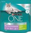 Корм сухой для взрослых кошек PURINA ONE Sensitive Индейка и рис, с чувствительным пищеварением, 1,5кг