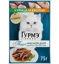 Влажный корм для кошек Гурмэ Перл Мясной дуэт курица-кролик в соусе, 75г