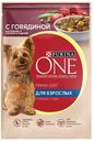Корм для взрослых собак PURINA® ONE Мини говядина-картофель-горох, 85г
