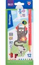 Карандаши цветные Berlingo Super Soft Жил-Был Кот, трёхгранные 3,2 мм, 12цветов