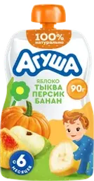 Пюре фруктовое детское АГУША Яблоко, тыква, персик, банан, с 6 месяцев