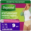 Впитывающее нижнее белье Depend для женщин L-XL, 9шт
