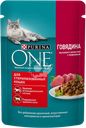 Корм влажный для взрослых кошек PURINA ONE Sterilised с говядиной и морковью в соусе, 75г